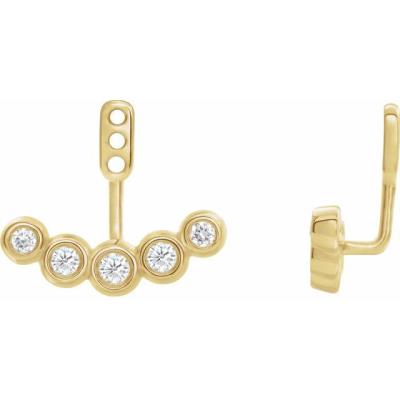 14K Yellow Gold 1/4 CTW Diamond Curved Front-Back Earring Jackets
