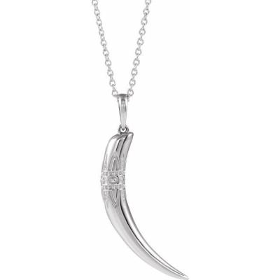 14K White 26.2x13.4 mm Tusk 16-18" Necklace