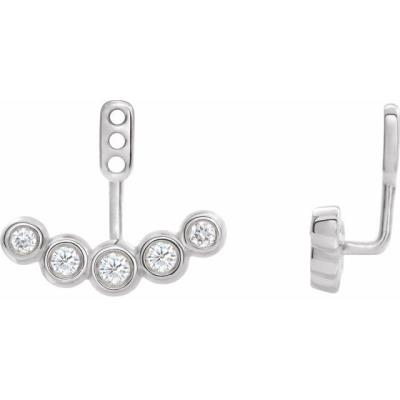 14K White 1/4 CTW Diamond Curved Front-Back Earring Jackets