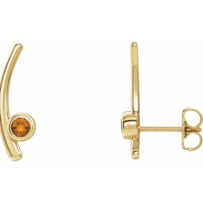 14K Yellow Gold Citrine Ear Climbers     