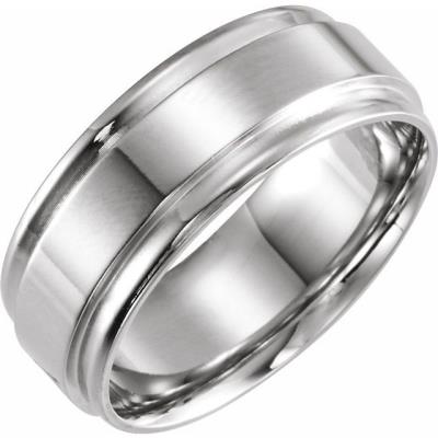 14K White 8 mm Flat Edge Band Size [cv2