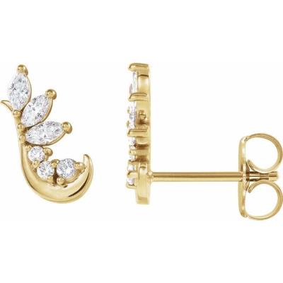 14K Yellow Gold 1/4 CTW Diamond Earring Climbers