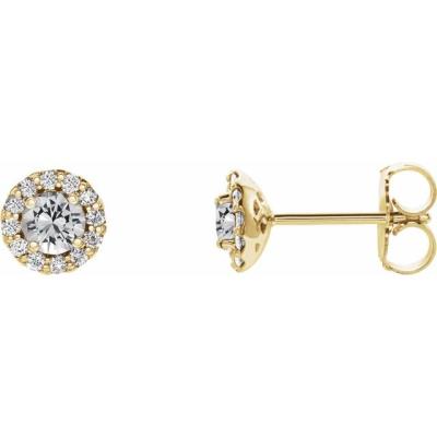 14K Yellow Gold Sapphire & 1/6 CTW Diamond Earrings