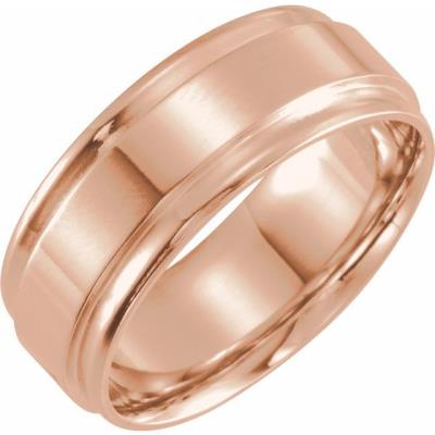 14K Rose 8 mm Flat Edge Band Size 10.5