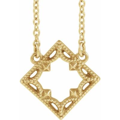 14K Yellow Gold Vintage-Inspired Geometric 16" Necklace