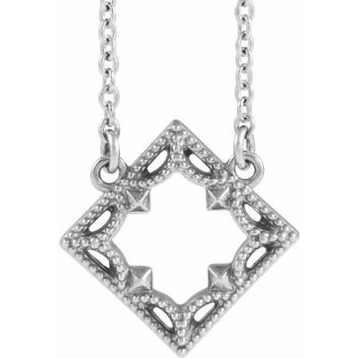 14K White Vintage-Inspired Geometric 16" Necklace