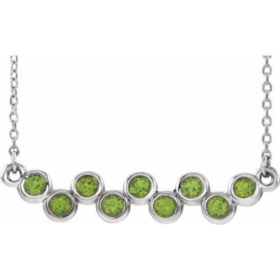 14K White Peridot Bezel-Set Bar 16-18" Necklace         