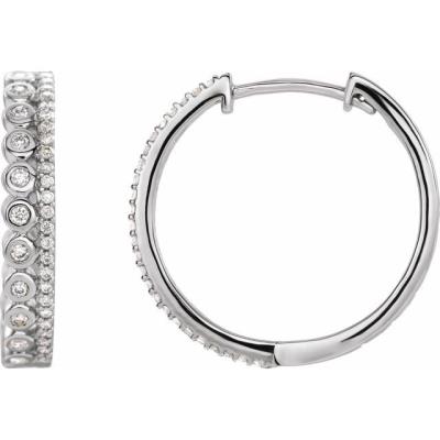 14K White 1/3 CTW Diamond Geometric Hoop Earrings