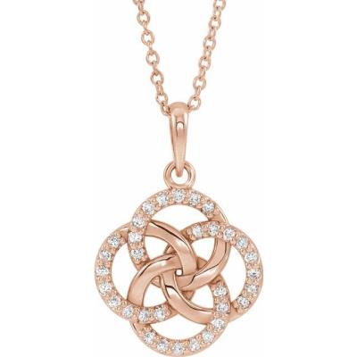 14K Rose 1/8 CTW Diamond Five-Fold Celtic Necklace