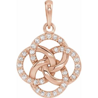 14K Rose 1/8 CTW Diamond Five-Fold Celtic Pendant