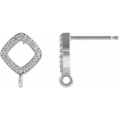 14K White .07 CTW Diamond-Accented Geometric Earring Top