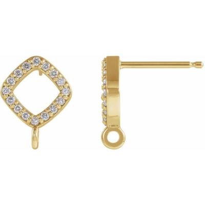 14K Yellow Gold .07 CTW Diamond-Accented Geometric Earring Top