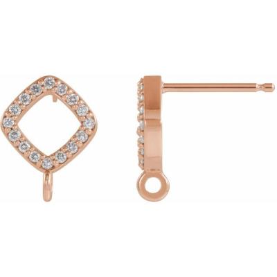 14K Rose .07 CTW Diamond-Accented Geometric Earring Top