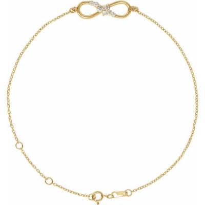 14K Yellow Gold 1/8 CTW Diamond Infinity 6 1/2-7 1/2" Bracelet
