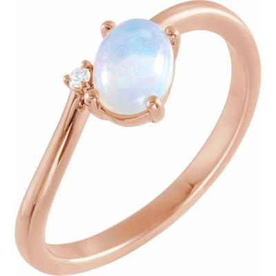 Ladies 14K Rose Ethiopian Opal & .015 CT Diamond Bypass Ring
