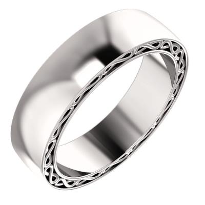 Mens 14K White 6 mm Infinity-Inspired Band Size 9.5