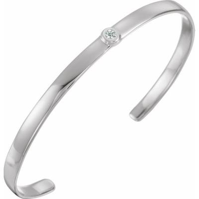 Sterling Silver Diamond Cuff 6" Bracelet