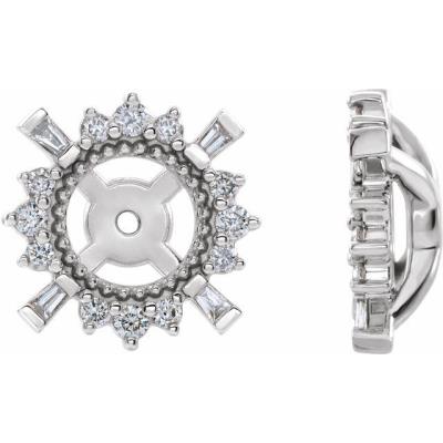 14K White 1/6 CTW Diamond Earrings Jackets with 4.9 mm ID