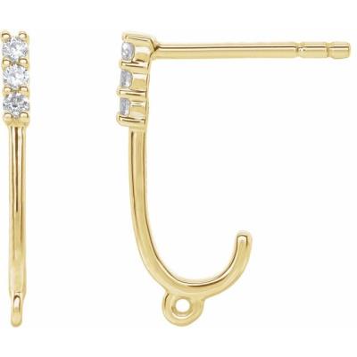 14K Yellow Gold .03 CTW Diamond J-Hoop Earring Top 