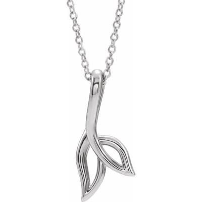14K White Freeform 16-18" Leaf Necklace