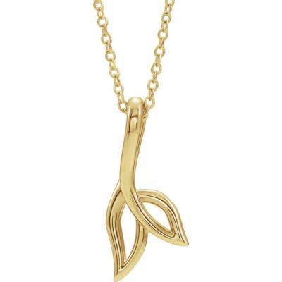 14K Yellow Gold Freeform 16-18" Leaf Necklace
