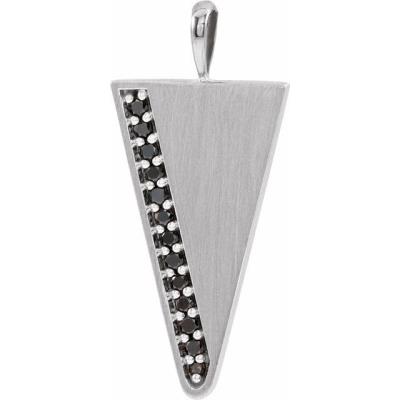 14K White 1/5 CTW Black Diamond Triangle Pendant