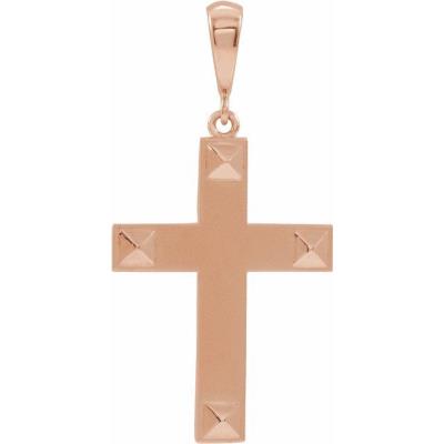 14K Rose Cross Pendant