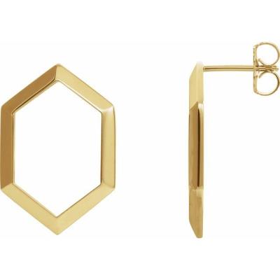 14K Yellow Gold Geometric Drop Earrings