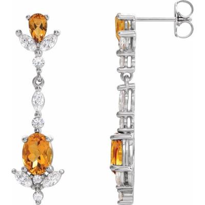 14K White Citrine and 3/4 CTW Diamond Earrings