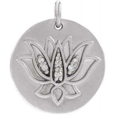 14K White .025 CTW Diamond Lotus Pendant