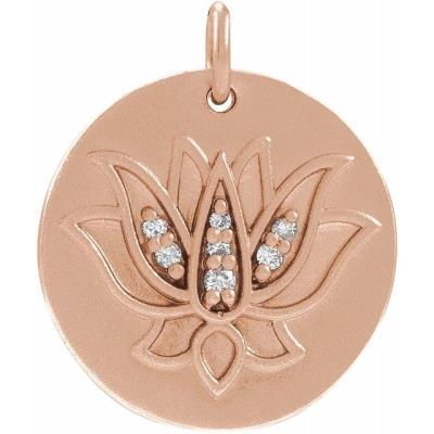 14K Rose .025 CTW Diamond Lotus Pendant