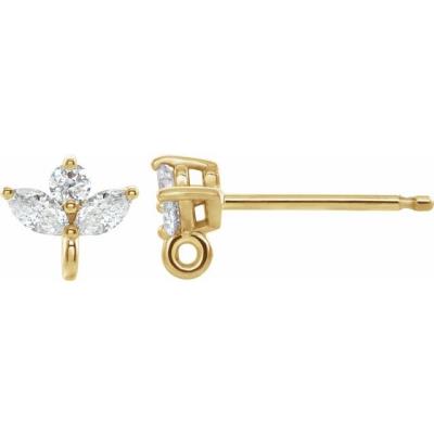 14K Yellow Gold 3/8 CTW Diamond Earring Top