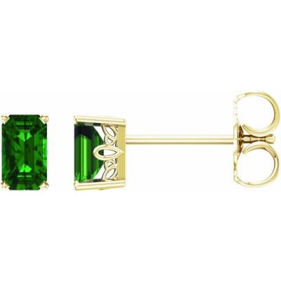 14K Yellow Gold Chatham® Created Emerald Earrings