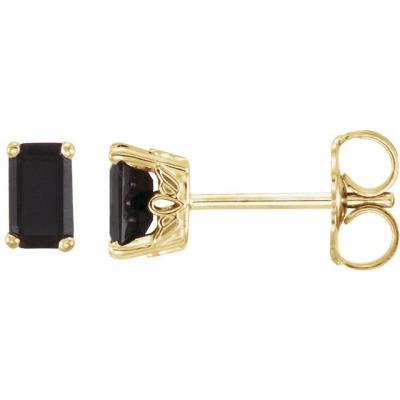 Ladies 14K Yellow Gold Onyx Earrings