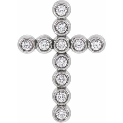 14K White 1/4 CTW Diamond Cross Pendant