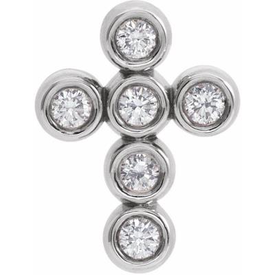 14K White 1/6 CTW Diamond Cross Pendant