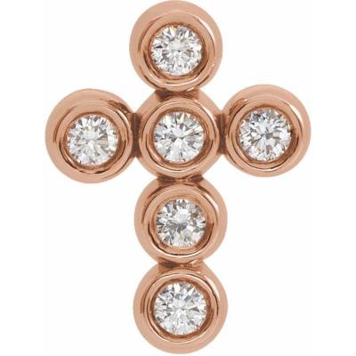 14K Rose 1/6 CTW Diamond Cross Pendant