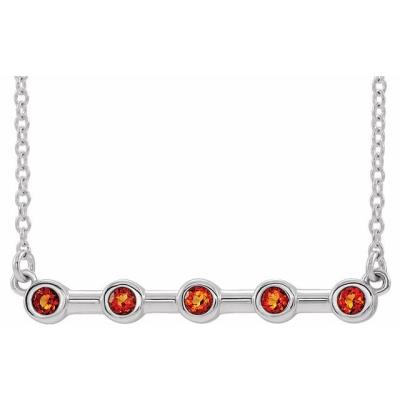 14K White Citrine Bezel-Set 16" Bar Necklace     