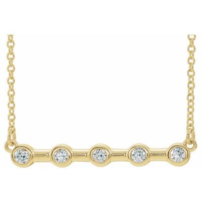 14K Yellow Gold 1/6 CTW Diamond Bezel-Set Bar 18" Necklace                