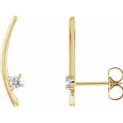 14K Yellow Gold 1/8 CTW Diamond Ear Climbers
