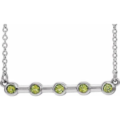 14K White Peridot Bezel-Set Bar 16" Necklace           