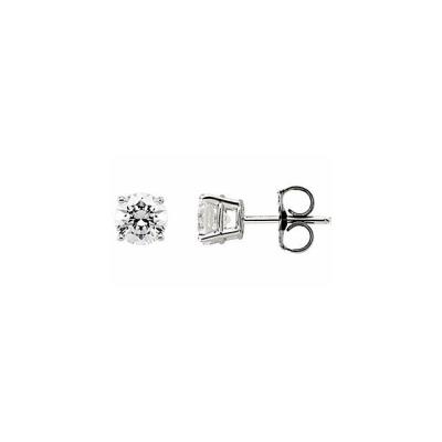 14K White 5 mm Round Cubic Zirconia Stud Earrings