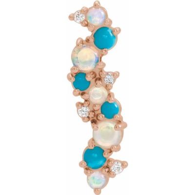 14K Rose Ethiopian Opal Turquoise & .03 CTW Diamond Scatted Pendant