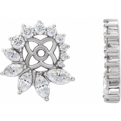 14K White 7/8 CTW Diamond Earring Jackets with 6 mm ID