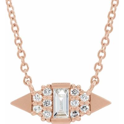 14K Rose 1/6 CTW Diamond Semi-Set Geometric 18" Necklace