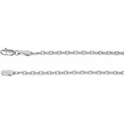 14K White 2.5 mm Diamond-Cut Cable 18" Chain