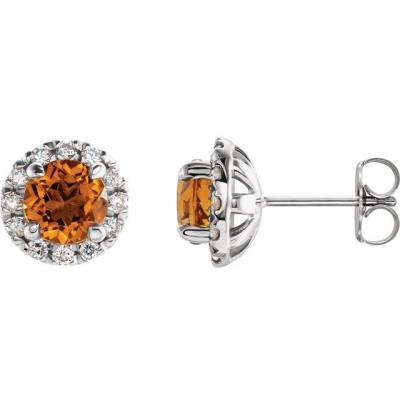 14K White Citrine & 1/3 CTW Diamond Earrings