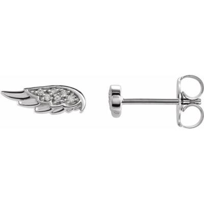14K White .03 CTW Diamond Angel Wing Earrings  