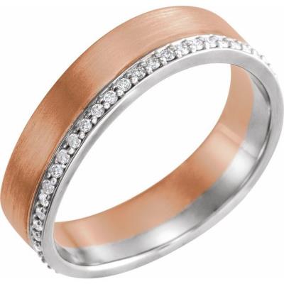14K Rose & White 6 mm 3/8 CTW Diamond Band Size 11  