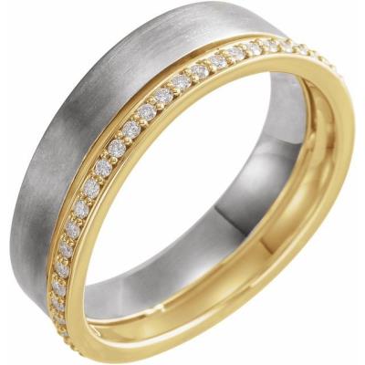 14K White/Yellow Gold 6.5 mm 3/8 CTW Diamond Band Size 11    
